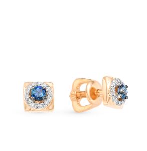 золотые серьги с сапфирами и бриллиантами