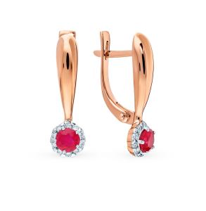 золотые серьги с рубинами и бриллиантами