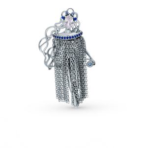 серебряная брошь с фианитами