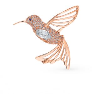 золотая брошь с фианитами