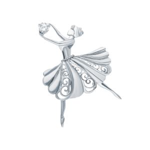 серебряная брошь с фианитами