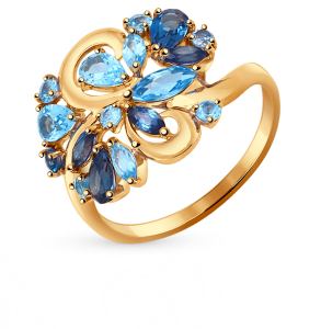 золотое кольцо с топазами SOKOLOV 714364*