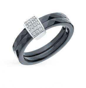 Керамическое кольцо с фианитами