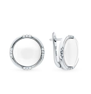 Серебряные серьги с керамикой и фианитами