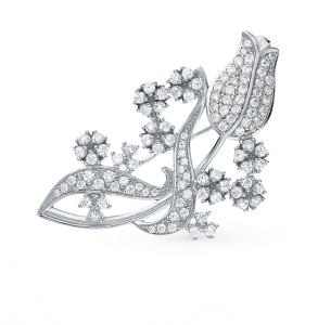 серебряная брошь с фианитами