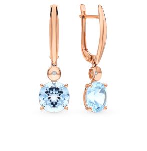 золотые серьги с топазами и фианитами