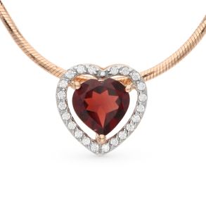 золотая подвеска с фианитами и гранатом