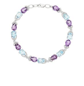 серебряный браслет с аметистом, топазами и фианитами SOKOLOV 92050107