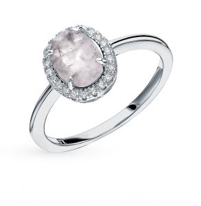 серебряное кольцо с аметистом и фианитами