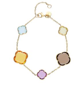 золотой браслет с раухтопазами, аметистом, топазами и цитринами