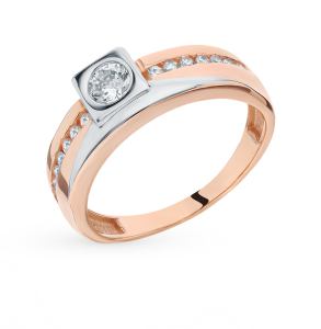 золотое кольцо с фианитами