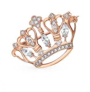 золотая брошь с фианитами