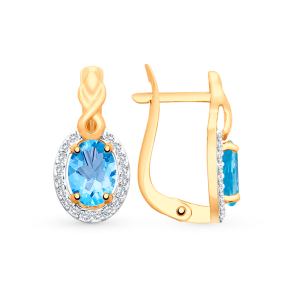 золотые серьги с топазами и фианитами SOKOLOV 725358*