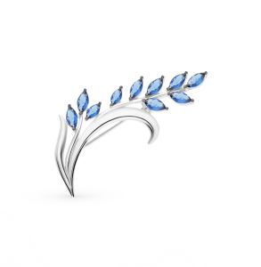 серебряная брошь с фианитами