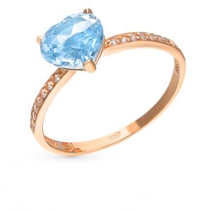 золотое кольцо с топазами и фианитами