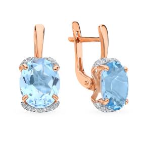 золотые серьги с топазами и фианитами