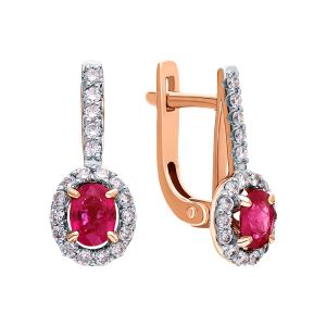 золотые серьги с рубинами и бриллиантами