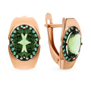 золотые серьги с турмалинами и фианитами