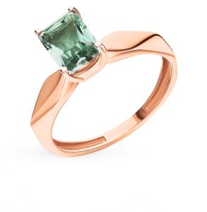 золотое кольцо с аметистом и празиолитами