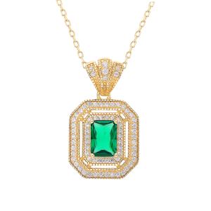 серебряное шейное украшение с алпанитом и фианитами