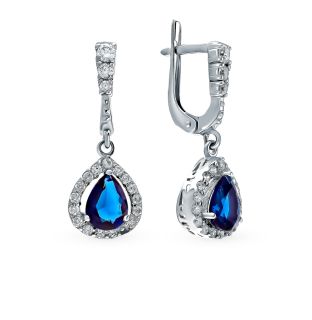 Серебряные серьги с фианитами и кварцами синтетическими POKROVSKY 2100342-03505: белое серебро 925 пробы, кварц синтетический, фианит — купить в интернет-магазине SUNLIGHT, фото, артикул 107417