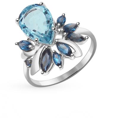 Золотое кольцо с кварцем и топазами SOKOLOV 714408Б*