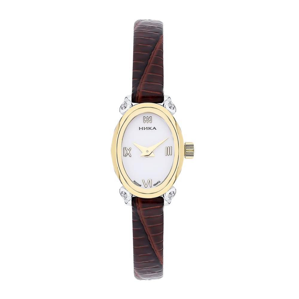Фото «Женские ювелирные часы в серебряном корпусе с золотым безелем»