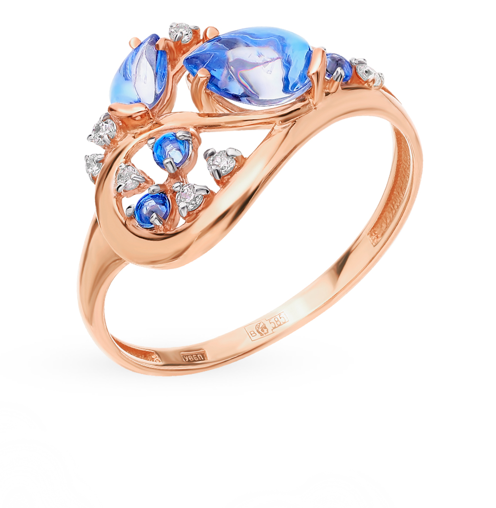 Золотое кольцо с кристаллами в Ростовe-на-Дону