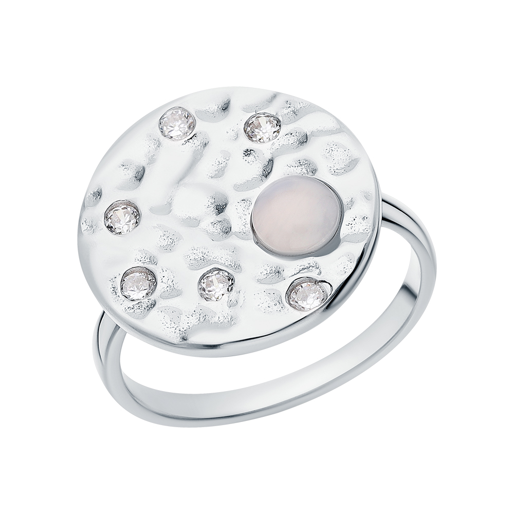 Серебряное кольцо с агатом и фианитами в Краснодаре