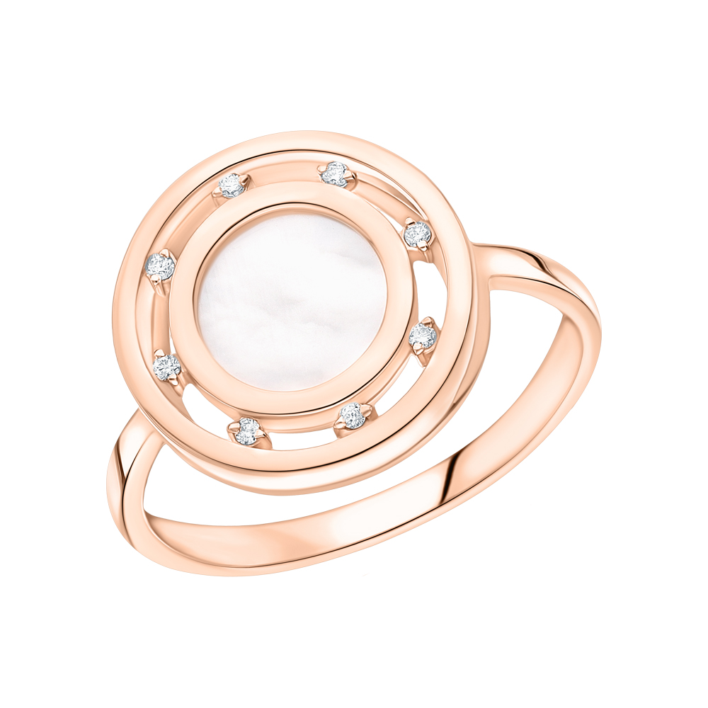 Фото «Золотое кольцо с перламутром и бриллиантами»