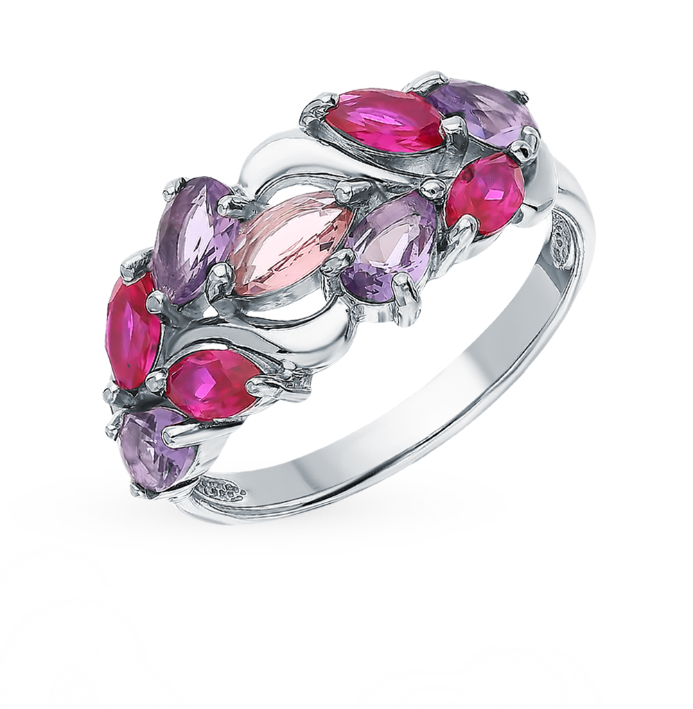 Фото «Серебряное кольцо с корундом и ювелирным стеклом»