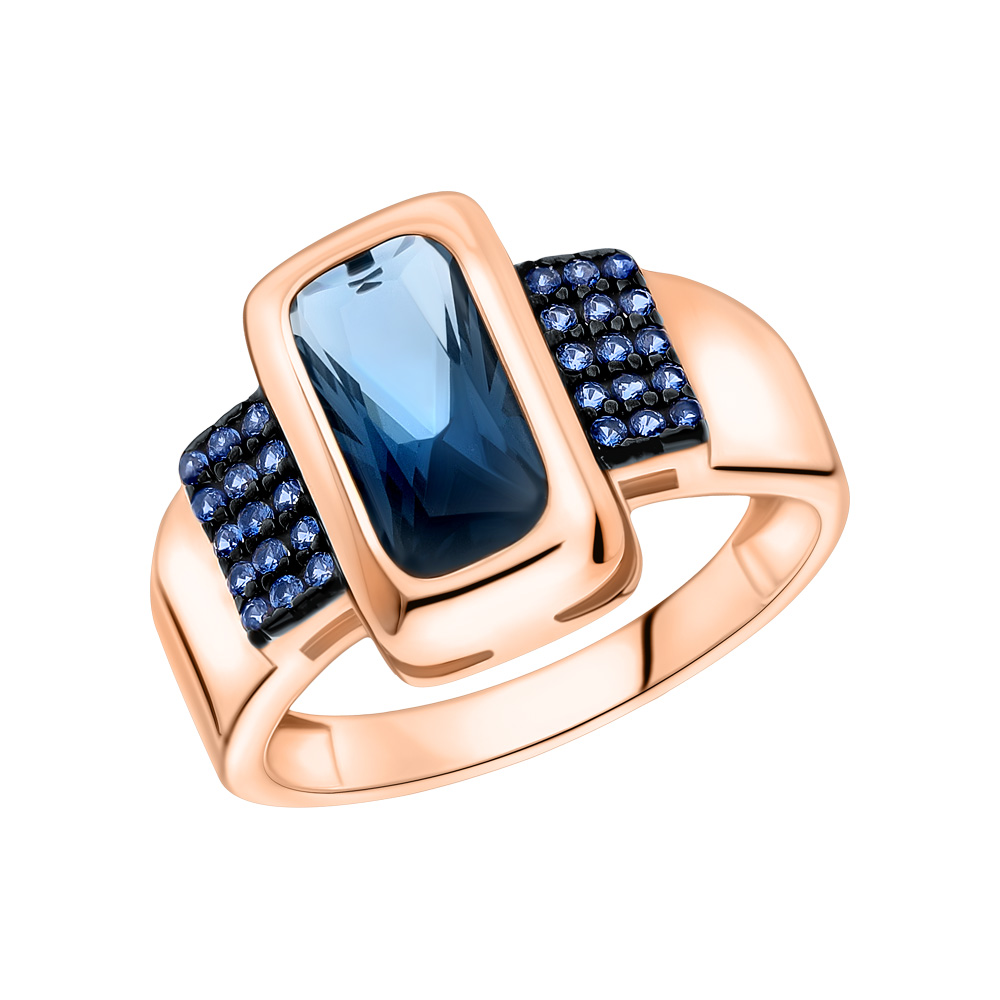 Фото «Серебряное кольцо с сапфирами и топазами london нанокристаллами»