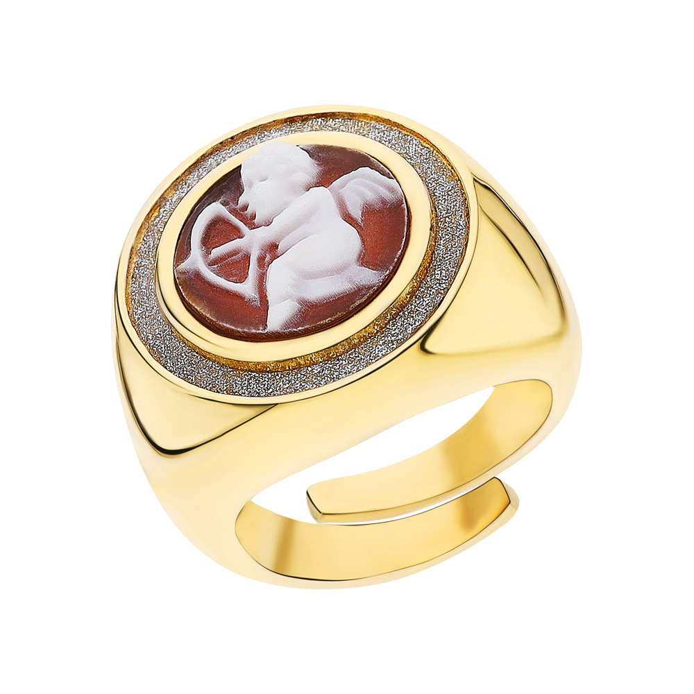 Серебряное кольцо с камеями CAMEO ITALIANO: жёлтое серебро 925 пробы, камея — купить в интернет-магазине SUNLIGHT, фото, артикул 253587