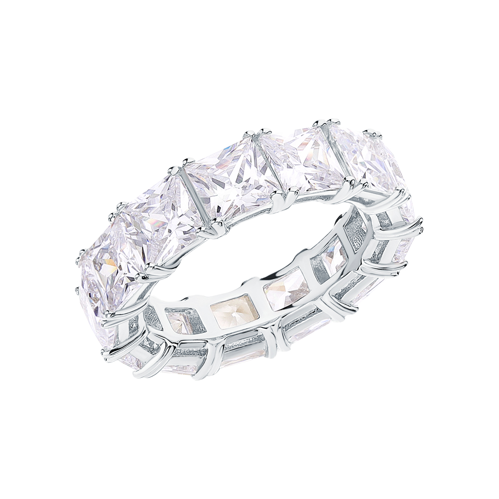 Серебряное кольцо с фианитами и серебряной вставкой в Санкт-Петербурге