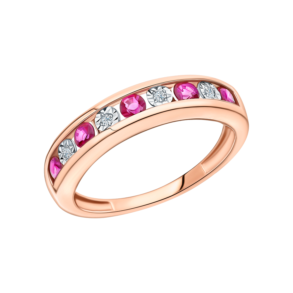 Золотое кольцо с рубинами и бриллиантами в Самаре