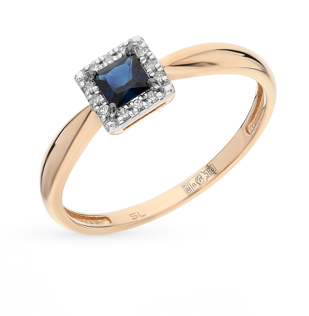 Золотое кольцо с сапфиром и бриллиантами в Санкт-Петербурге