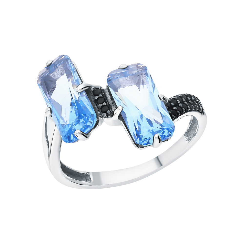 Фото «Серебряное кольцо с топазами и ювелирными кристаллами»
