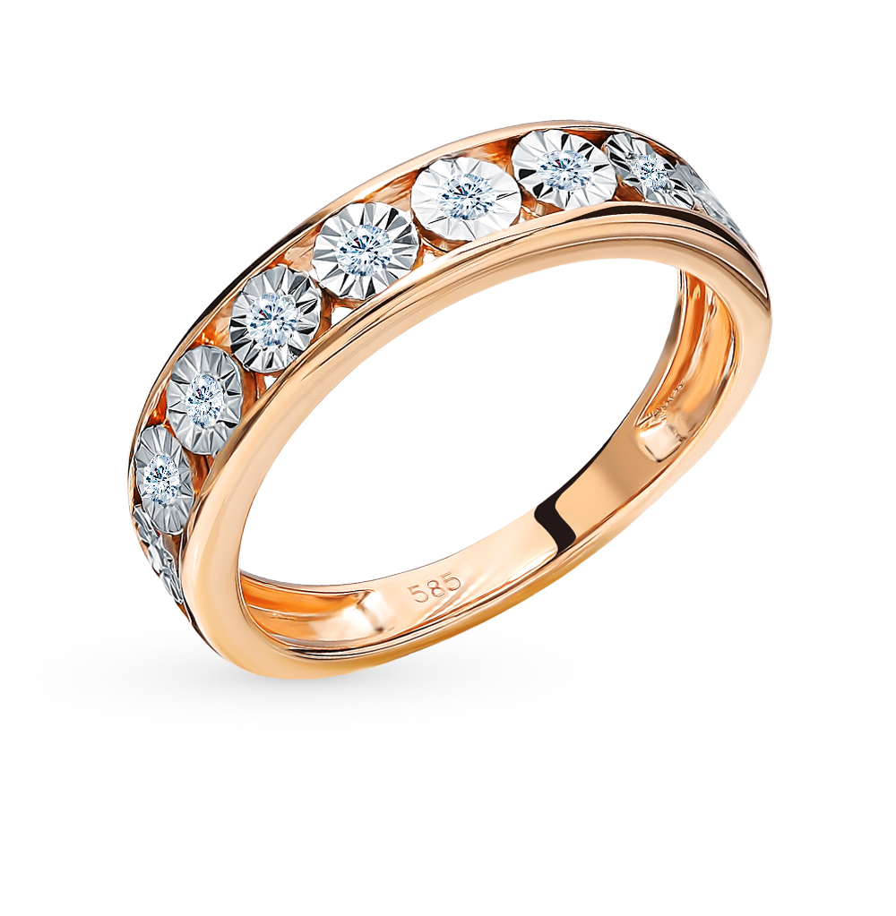 Золотое кольцо с бриллиантами санлайт