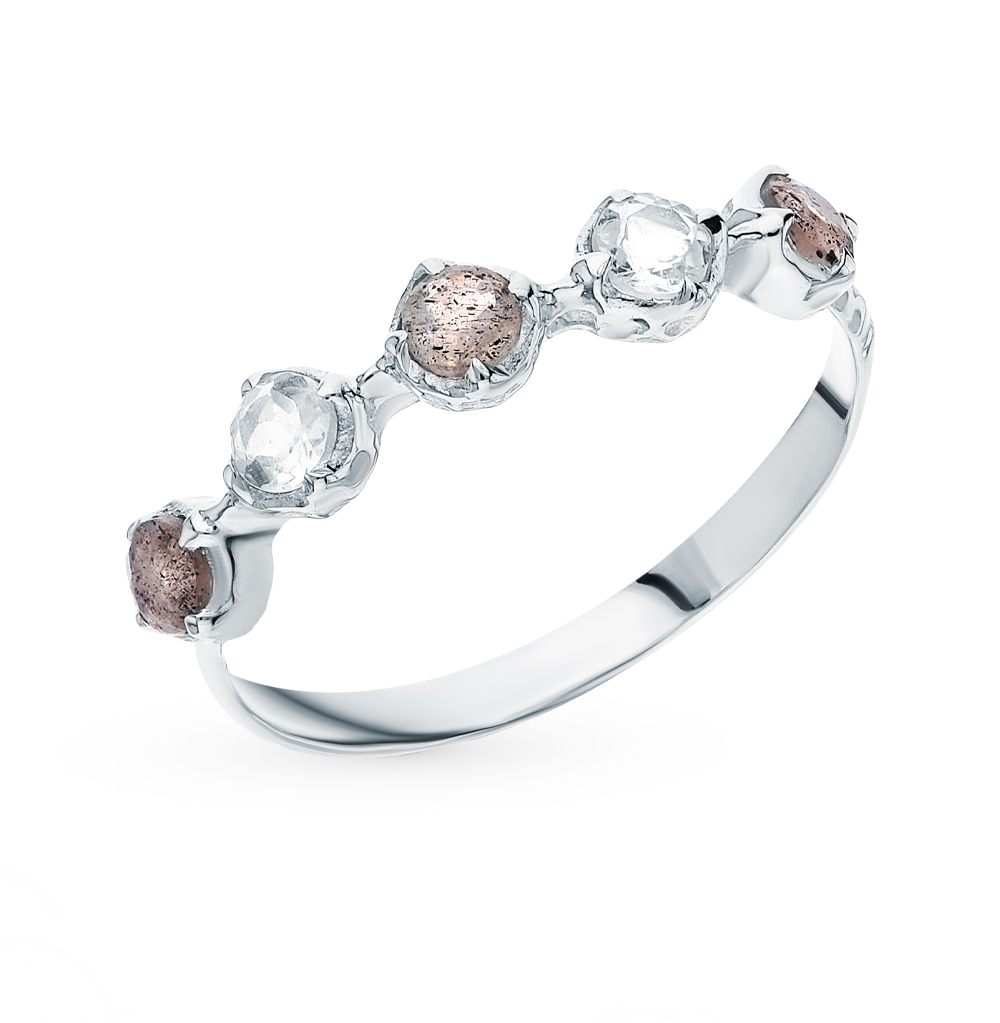 Серебряное кольцо с лунным камнем и лабрадоритами в Краснодаре