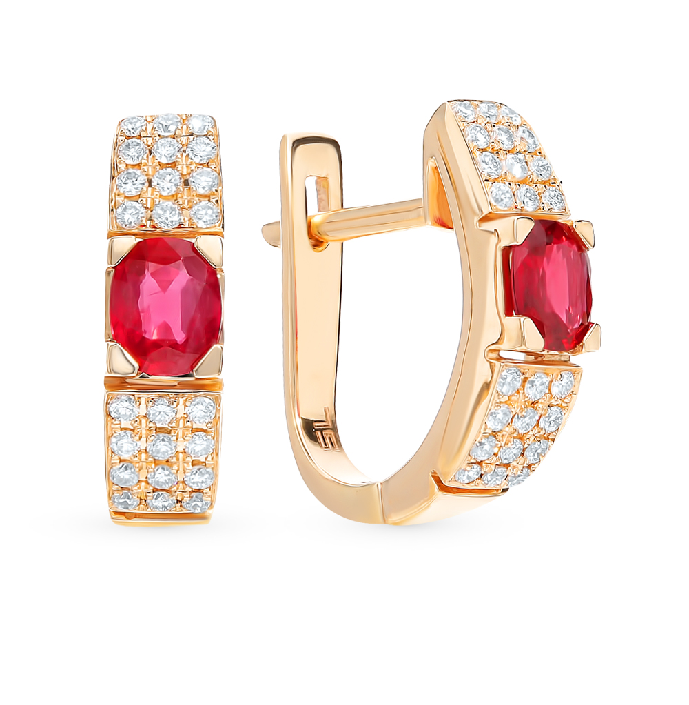 Фото «Золотые серьги с рубинами и бриллиантами»