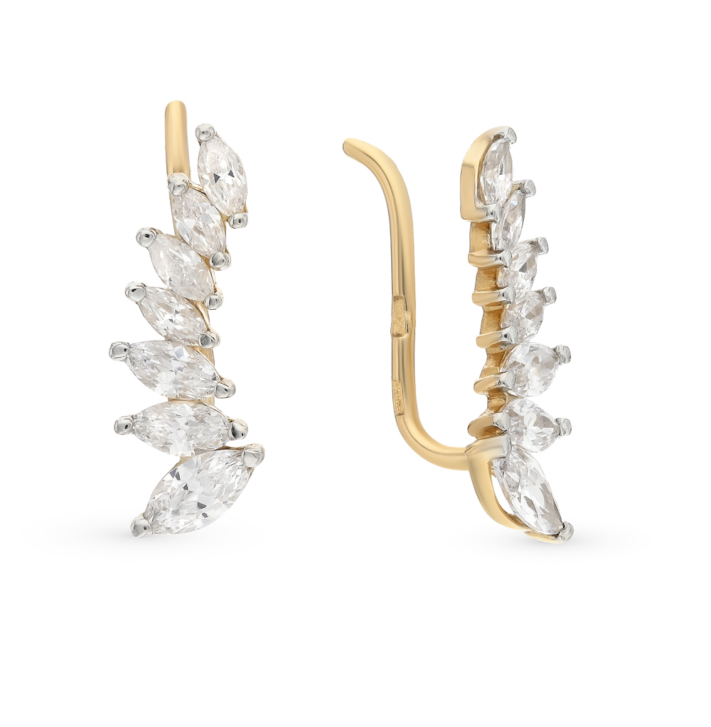 Золотые серьги с фианитами