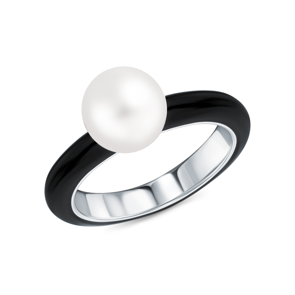 Серебряное кольцо с эмалью и жемчугом в Краснодаре