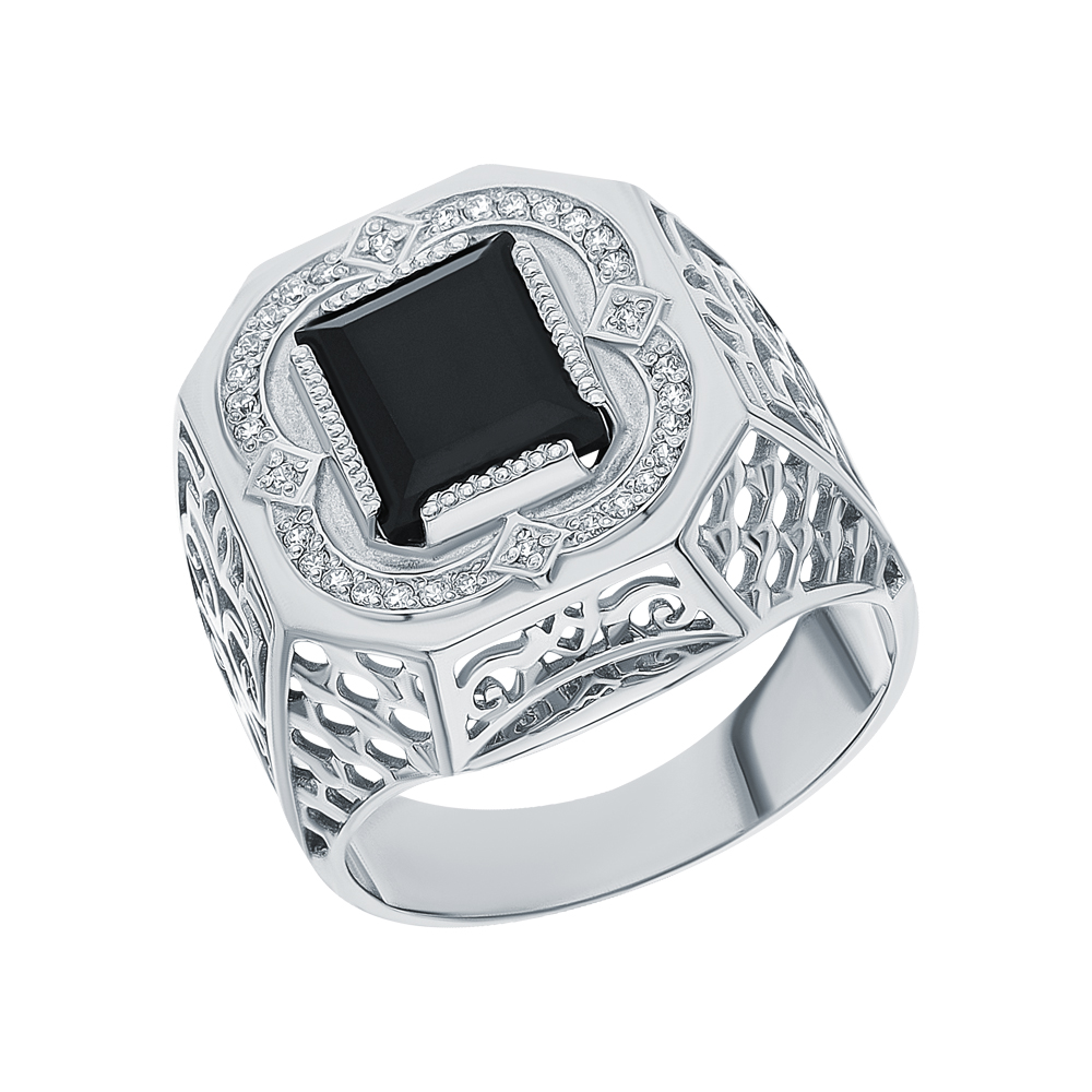 Серебряное кольцо с фианитами и со шпинелью в Самаре
