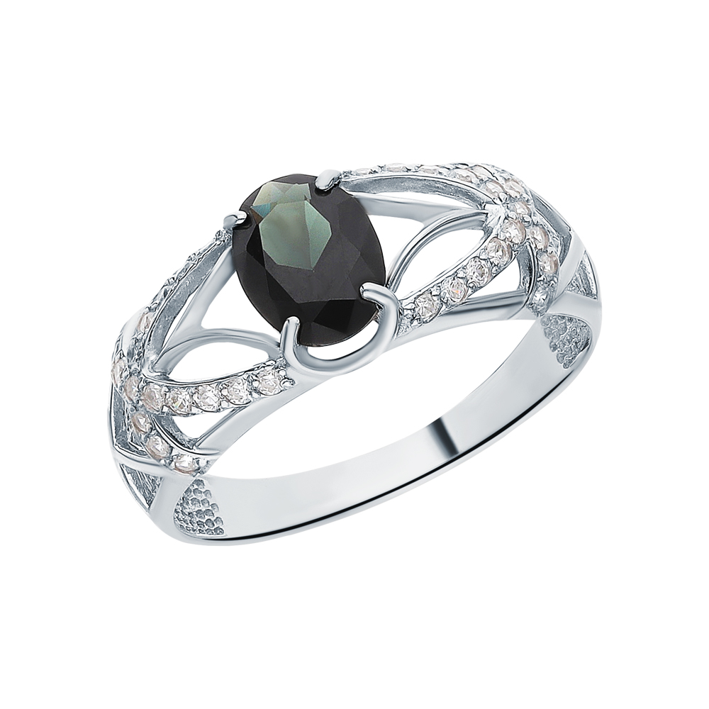 Фото «Серебряное кольцо с фианитами и турмалинами»