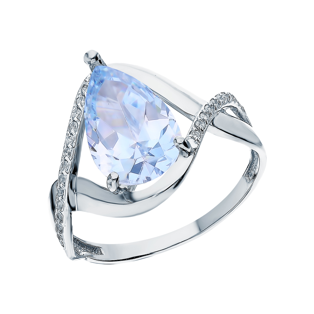 Серебряное кольцо с фианитами и ювелирным стеклом в Самаре