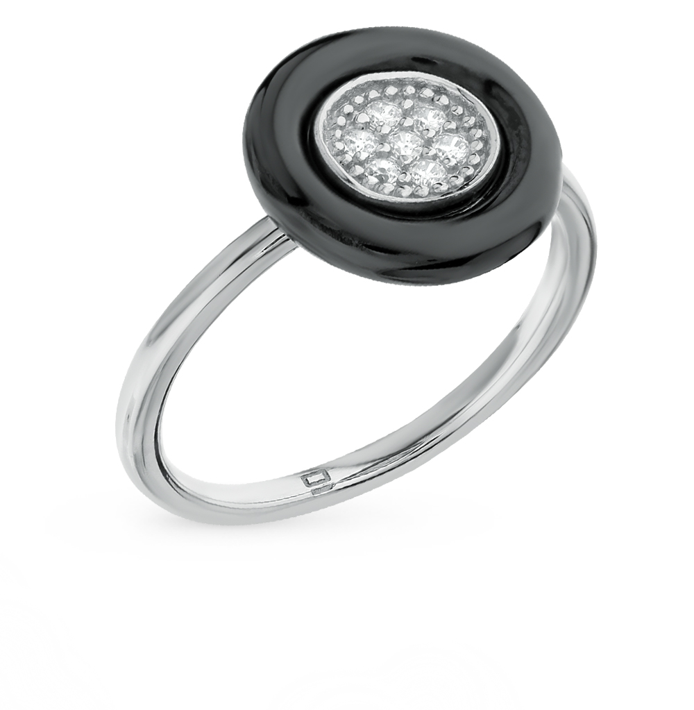 Фото «Серебряное кольцо с фианитами и керамикой»