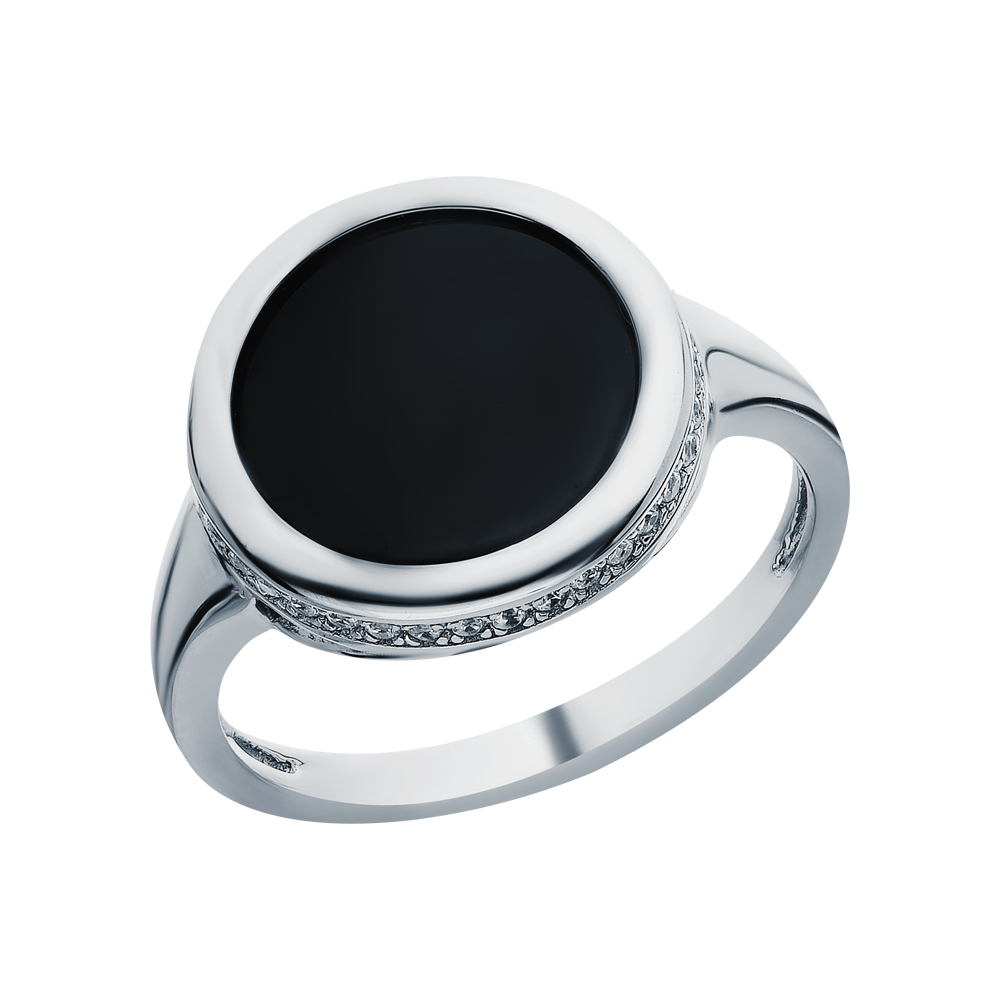 Серебряное кольцо с кубическим цирконием и керамикой в Самаре