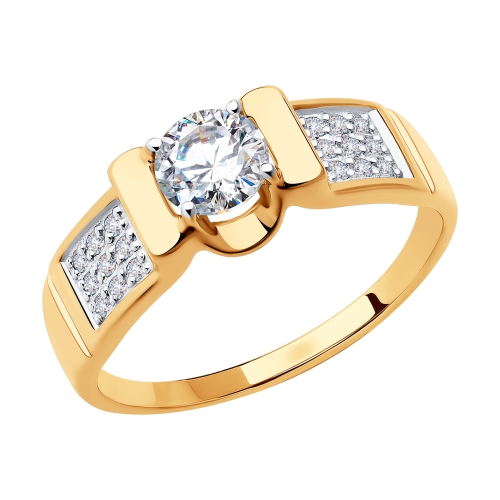 Золотое кольцо с фианитами SOKOLOV 018351 в Санкт-Петербурге