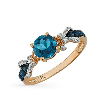 Фото «Золотое кольцо с топазами, сапфирами и бриллиантами»
