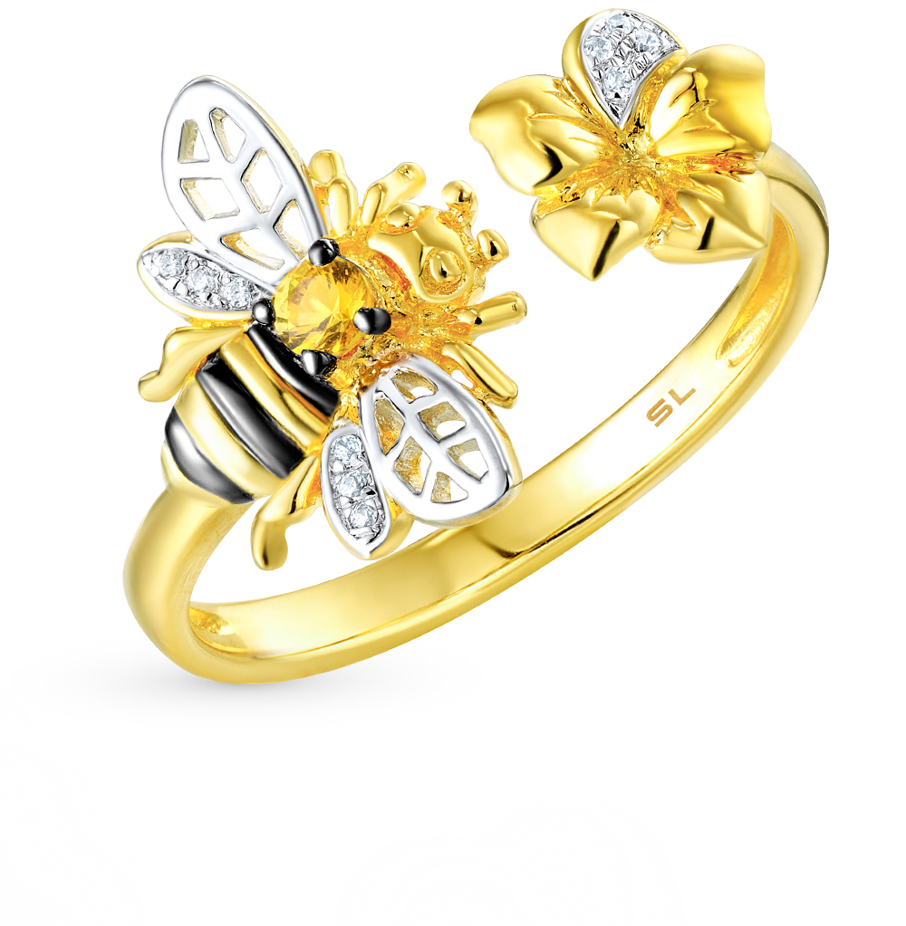 Фото «Золотое кольцо с цитринами и бриллиантами»